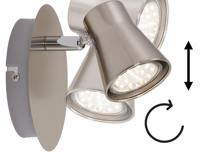 2914-012briloner-LED-wandstrahler-schwenkbar-four LED Spot FOUR nickel-matt schwenkbar inkl GU10 LED Briloner 2914-012