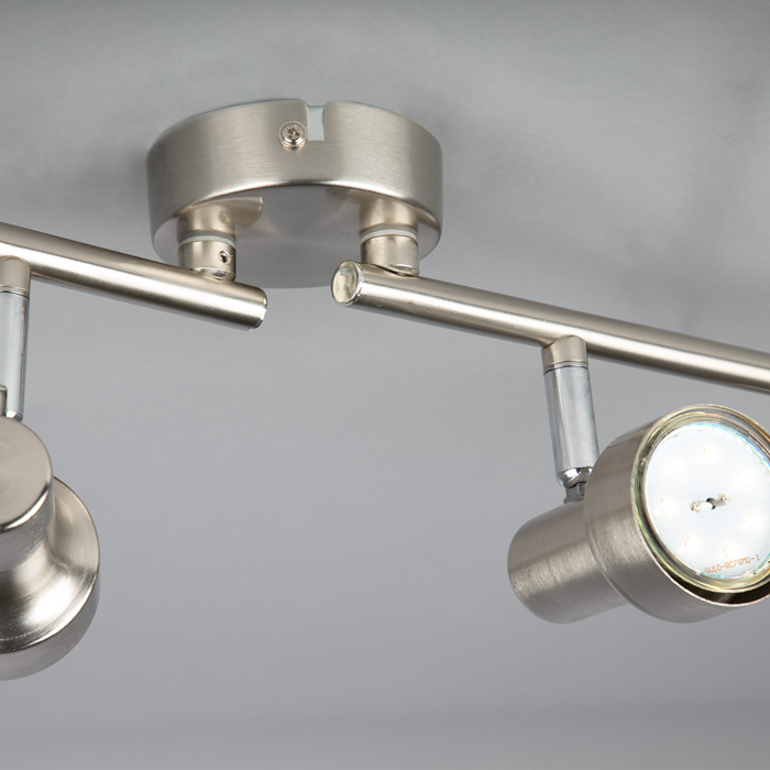 2843-042_Detail2 Deckenspot SUB 4flg nickel-matt inkl. GU10 LED schwenkbar Briloner 2843-042