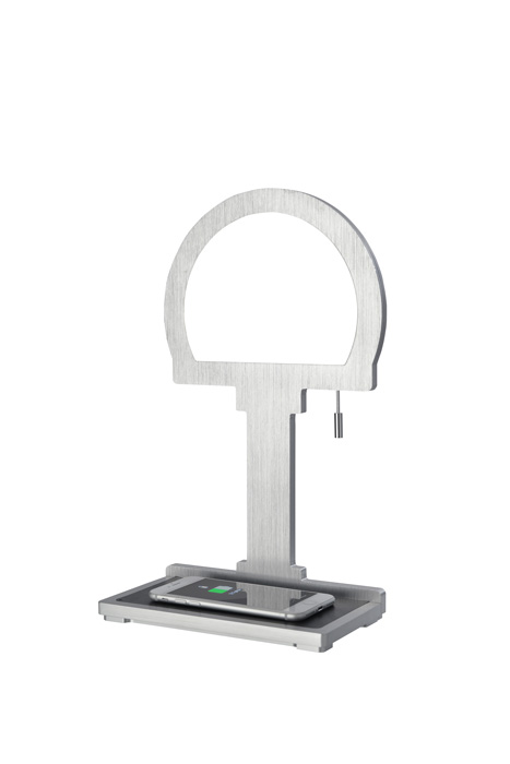 steve-phone-rund-alu-tischlampe-handy-ladestation-sompex-88430-Phone LED Tischlampe mit Handy-Ladefunktion Steve Phone Alu rund 88430 Sompex