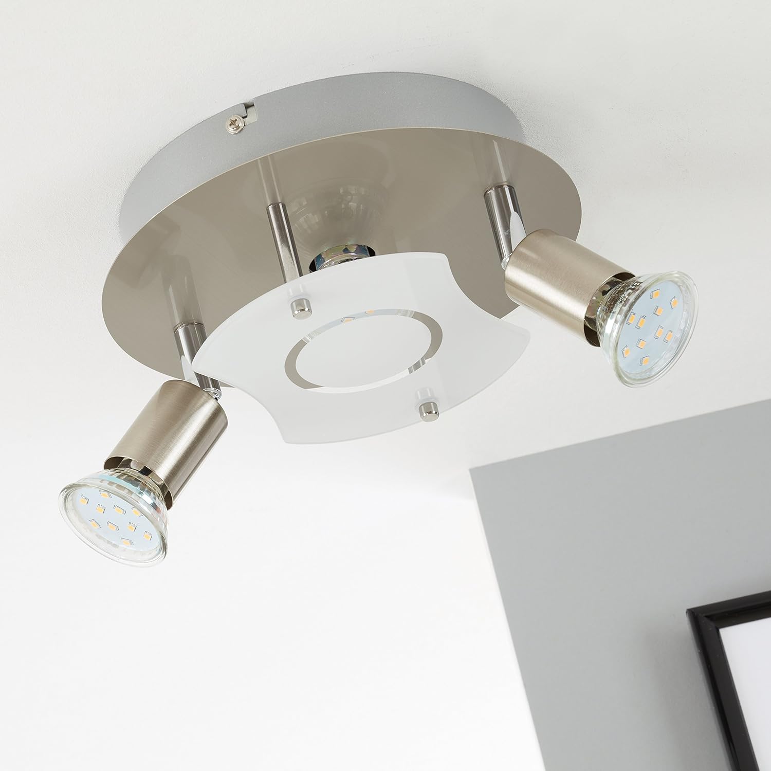 LED Deckenleuchte rund mit Strahlern START 3flg nickel matt 20cm – Stilvolle Beleuchtung für dein Zuhause LED Deckenleuchte rund mit Strahlern START 3flg nickel matt 20cm – Stilvolle Beleuchtung für dein Zuhause