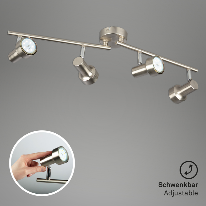 2843-042_Funktion Deckenspot SUB 4flg nickel-matt inkl. GU10 LED schwenkbar Briloner 2843-042