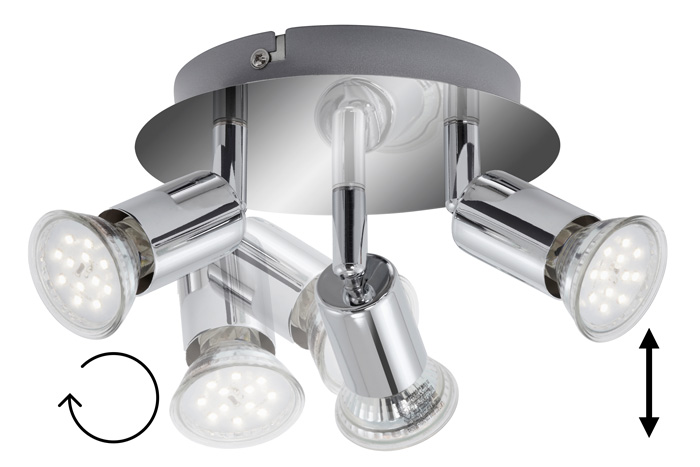 2229-038-briloner-Deckenstrahler-rondell-3-flammig-rund-Chrom-inkl-LED-GU10 Runder Deckenstrahler 3-flammig Chrom inkl LED GU10 3W Briloner 2229-038 ? Deckenlampe inklusive LED Leuchtmittel Birnen austauschbar