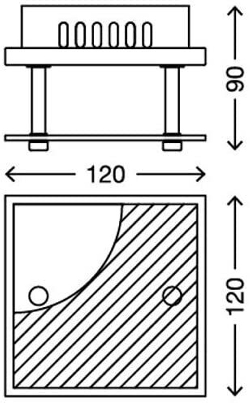 3597-018-abmessung Mini LED Wandlampe Deckenlampe aus Glas 12x12cm Briloner 3597-018