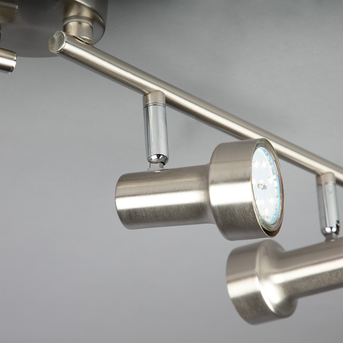 2843-042_Detail1 Deckenspot SUB 4flg nickel-matt inkl. GU10 LED schwenkbar Briloner 2843-042