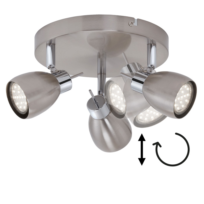 2736-032Rbriloner-LED-spotstrahler-rund-rondell-silber-20cm-birne-wechselbar-two LED Deckenstrahler rund 3flg nickel-matt schwenkbar inkl GU10 TWO 2736-032R Briloner