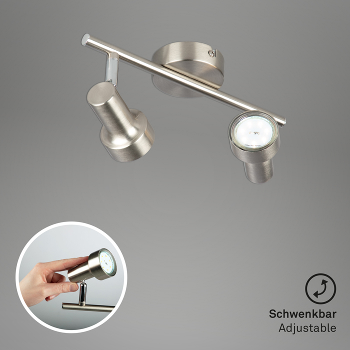 2843-022_Funktion Deckenspot SUB 2flg nickel-matt inkl. GU10 LED schwenkbar Briloner 2843-022