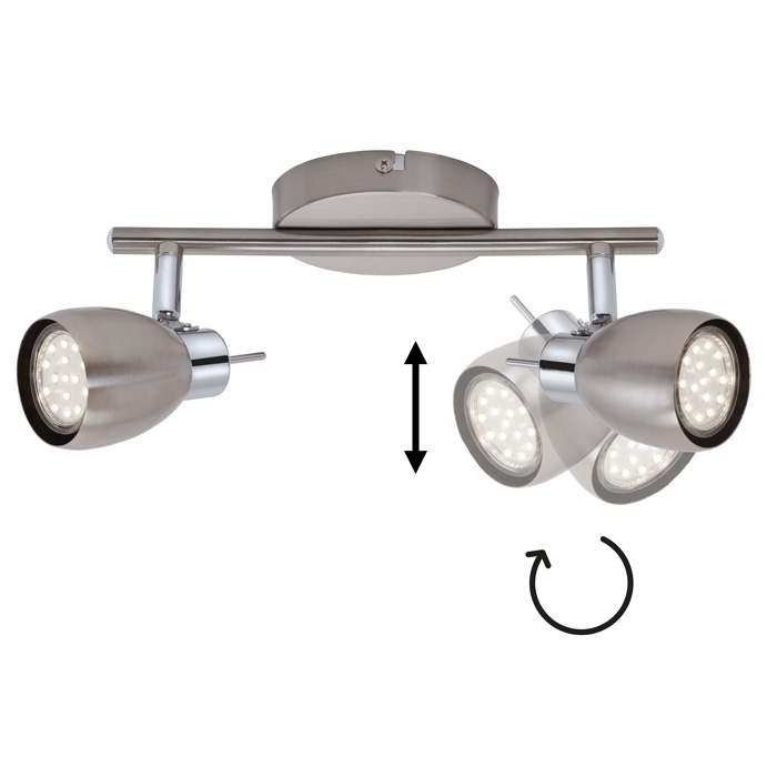 2736-022briloner-LED-deckenstrahler-silber-gu10-two LED Strahlerleiste 2flg nickel-matt schwenkbar inkl GU10 TWO Briloner 2736-022