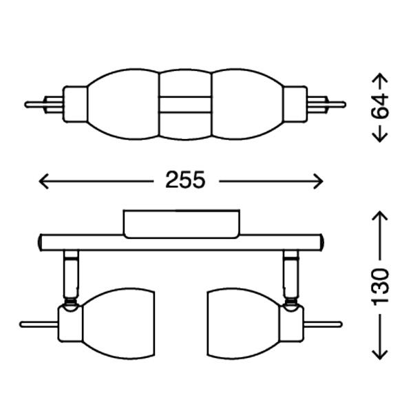 2736-022briloner-2flammigerLED-deckenstrahler-silber-gu10-two LED Strahlerleiste 2flg nickel-matt schwenkbar inkl GU10 TWO Briloner 2736-022