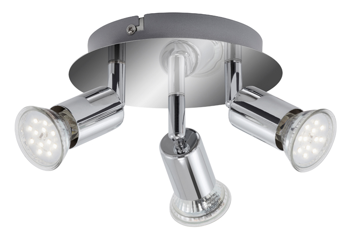 briloner2229-038-Deckenstrahler-3-flammig-rund-Chrom-inkl-LED-GU10 Runder Deckenstrahler 3-flammig Chrom inkl LED GU10 3W Briloner 2229-038 ? Deckenlampe inklusive LED Leuchtmittel Birnen austauschbar