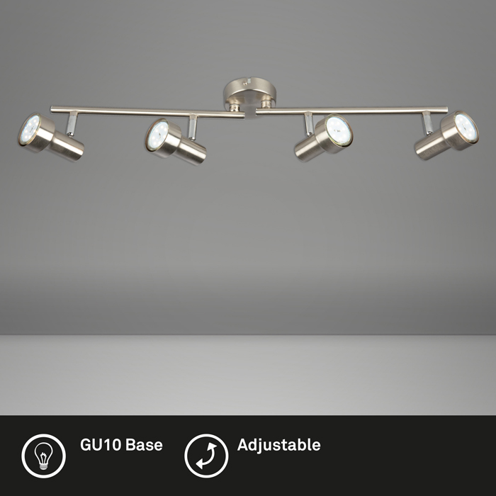 2843-042_TB01 Deckenspot SUB 4flg nickel-matt inkl. GU10 LED schwenkbar Briloner 2843-042
