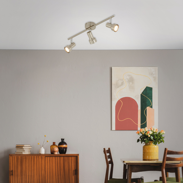 2843-032_Milieu01 Decken- und Wandspot SUB 3flg nickel-matt inkl. GU10 LED schwenkbar Briloner 2843-032