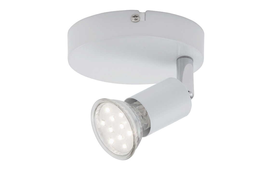 2767-016briloner-wandstrahler-LED-weiss-wandspot-1er-strahler-decke-gu10-birne-austauschbar Decken- und Wandspot LED weiß inkl. GU10 3W schwenkbar SIMPLE Briloner 2767-016