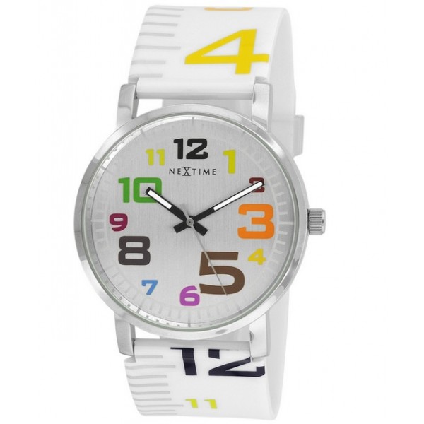 mercure-watch-armbanduhr-6001-46cm-1 Moderne Armbanduhr günstig weiß mit bunten Zahlen