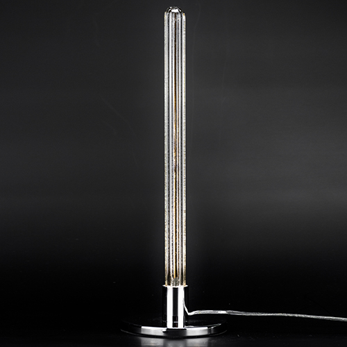Tischleuchte-LED-Silber-Glas-Chrom-modern-Schlicht-Wonhzimmer-Tisch-Kommode-3 LED Deko Tischleuchte 10W Claudi Glas Lichtsäule von Sompex