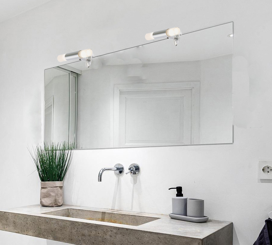 Spiegel-Klemmleuchte mit Schalter 2x G9 LED Chrom – Stilvolle Beleuchtung für dein Zuhause Spiegel-Klemmleuchte mit Schalter 2x G9 LED Chrom – Stilvolle Beleuchtung für dein Zuhause