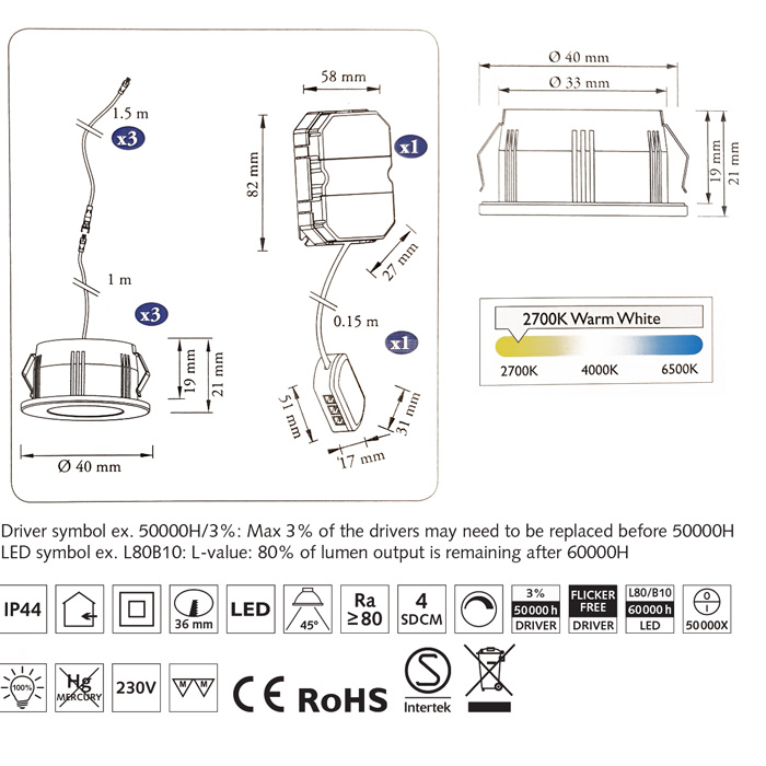 details-md29-led-kit-malmbergs-mini-spots-led-dimmbar-ip44-moebeleinbau-230v 3er Set LED Spots Einbau & Aufbau dimmbar weiß IP44 36mm MD-29 Malmbergs 9974492