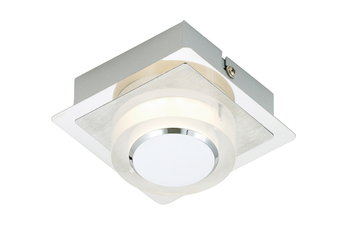 3533-011-bel Briloner 3533-011 Kleine LED Wand- & Deckenleuchte ORNA silber matt satiniert 10x10cm