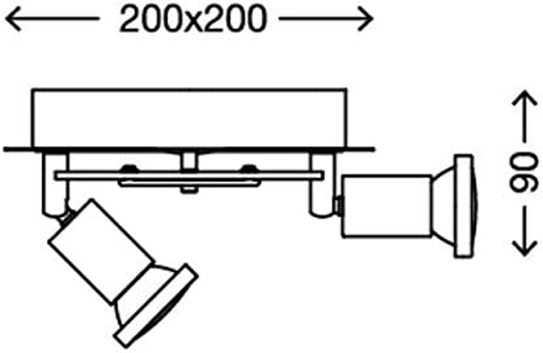 abmessungen-3583-032-briloner-riposo-3flg LED Deckenleuchte eckig mit Strahlern RIPOSO 3flg nickel matt Briloner 3583-032