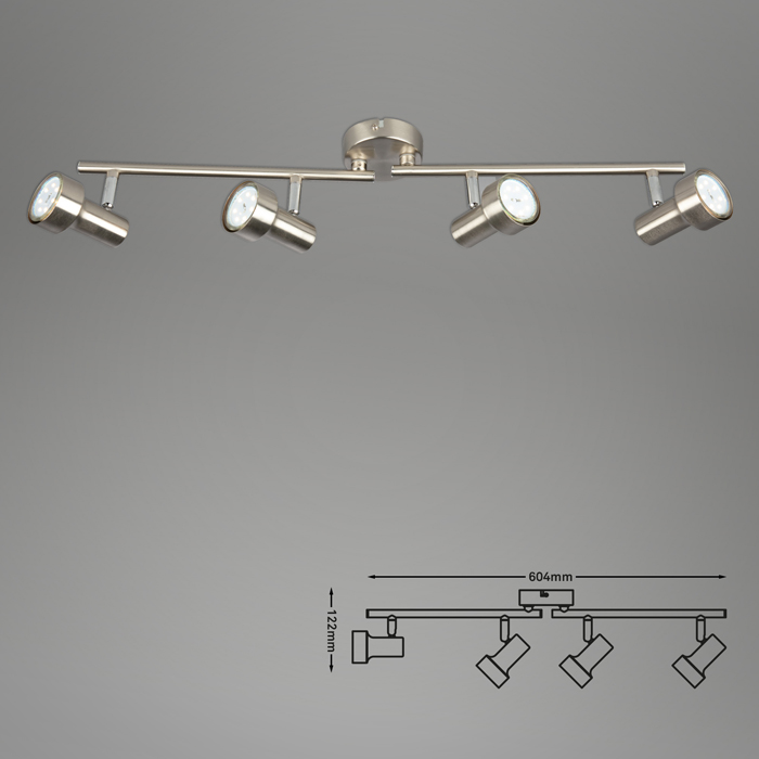2843-042_Masse Deckenspot SUB 4flg nickel-matt inkl. GU10 LED schwenkbar Briloner 2843-042