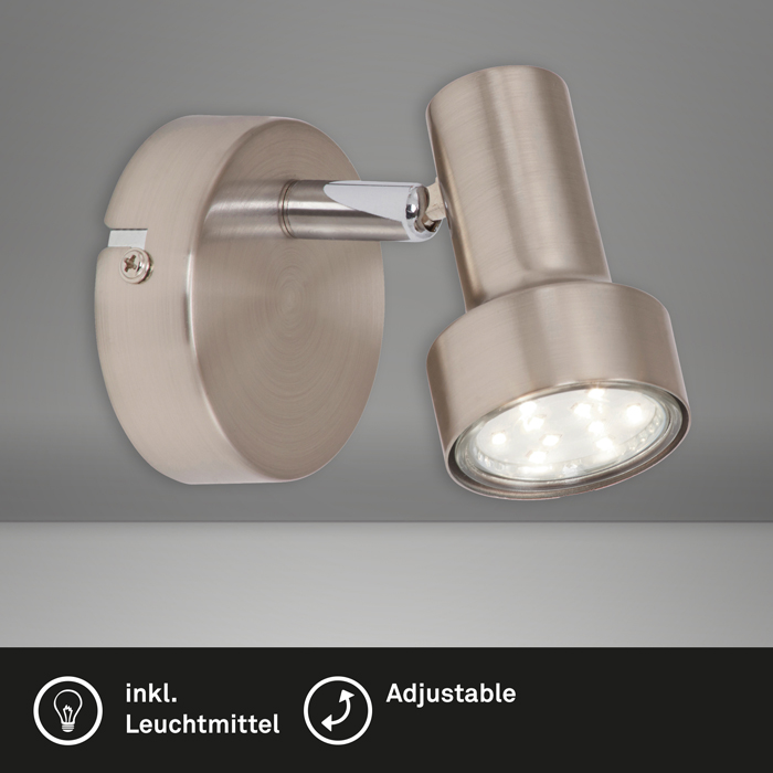 2843-012_TB01 Decken- und Wandspot SUB nickel-matt inkl. GU10 LED schwenkbar Briloner 2843-012