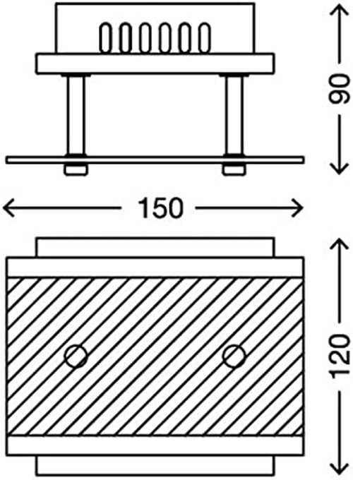 3596-012-abmessungen Kleine LED Wandlampe Deckenlampe aus Glas satiniert 12x15cm TELL Briloner 3596-012