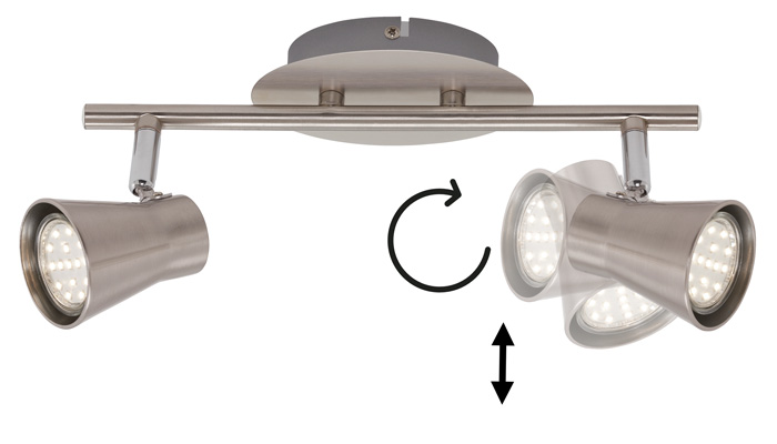 briloner2914-022-LED-deckenstrahler-nickel-matt-four LED Strahler FOUR 2flg nickel-matt schwenkbar inkl GU10 LED Briloner 2914-022