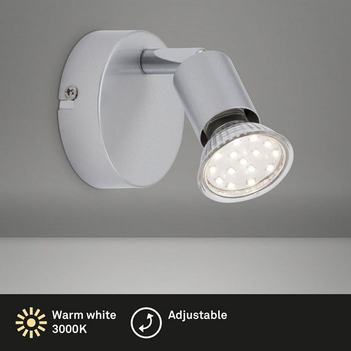 2906-014briloner-Wandstahler-silber-PICCO-inkl-GU10-LED-schwenkbar Kleine Wandlampe Wandstrahler silber inkl. GU10 LED schwenkbar PICCO 2906-014 Briloner