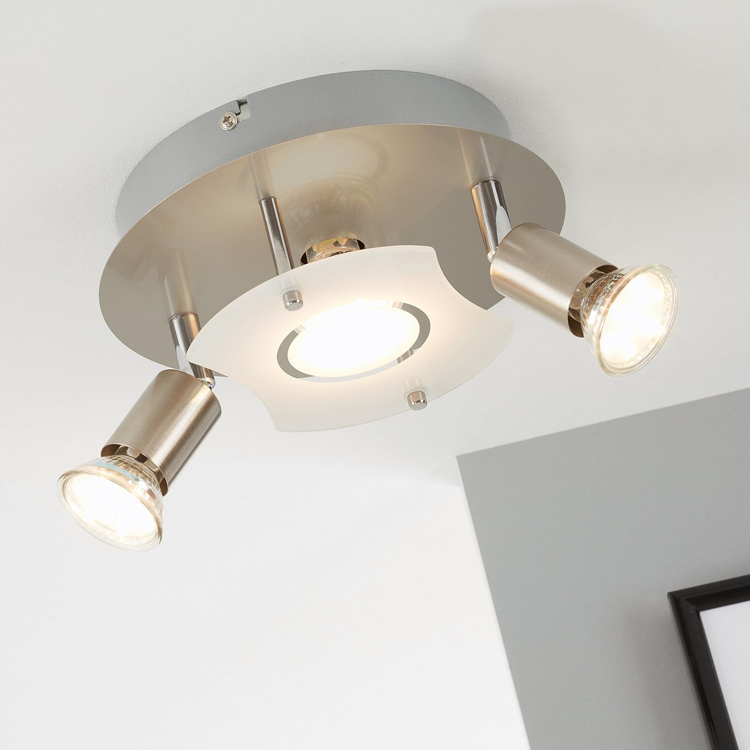 LED Deckenleuchte rund mit Strahlern START 3flg nickel matt 20cm – Stilvolle Beleuchtung für dein Zuhause LED Deckenleuchte rund mit Strahlern START 3flg nickel matt 20cm – Stilvolle Beleuchtung für dein Zuhause