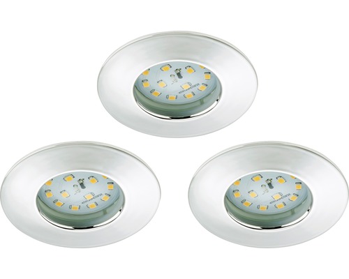 LED Spots Chrom dimmbar IP44 Badezimmer Einbaustrahler 3er Set 5,5W für 60mm Löcher LED Spots Chrom dimmbar IP44 Badezimmer Einbaustrahler 3er Set 5,5W für 60mm Löcher