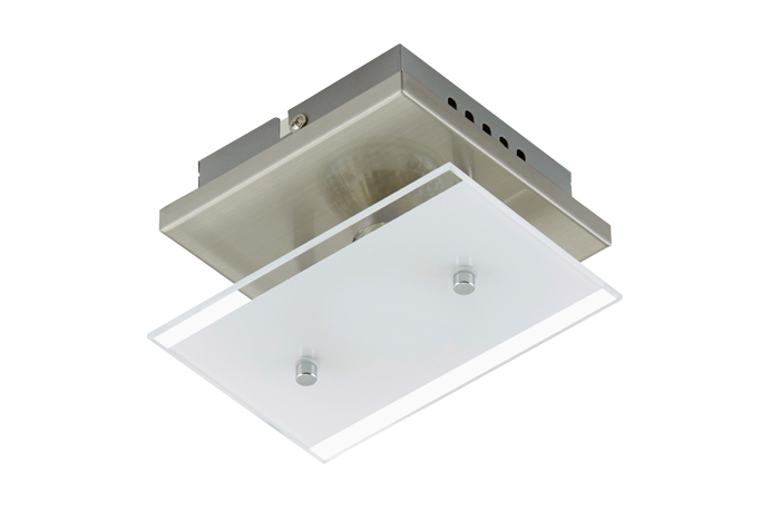 briloner-3596-012-Kleine-LED-Wand-Deckenleuchte-TELL-mit-Glas-nickel-matt Kleine LED Wandlampe Deckenlampe aus Glas satiniert 12x15cm TELL Briloner 3596-012