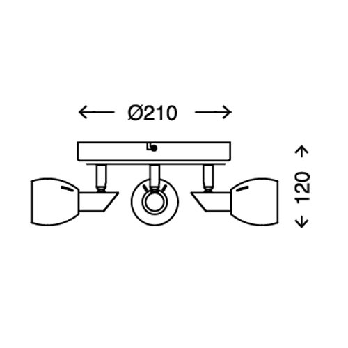 3408-036-briloner-abmessungen Deckenstrahler LED weiß 3flg weiß Chrom COMBI inkl. GU10 LED schwenkbar 3408-036 Briloner