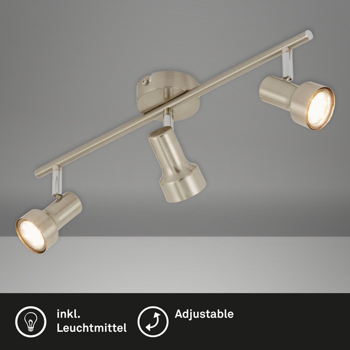 2843-032_TB01 Decken- und Wandspot SUB 3flg nickel-matt inkl. GU10 LED schwenkbar Briloner 2843-032