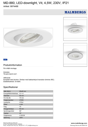 4-einbau-spot-strahler-led-weiss-dimmbar-schwenkbar-85mm-230v-rund-einbauspots-sehr-flach-MD-880-malmbergs-9974488-saasil-de LED Einbauspot weiß dimmbar schwenkbar 4,5W 85mm ? Einbaustrahler LED dimmbar drehbar rund ? Spot Decke LED einbauen LED Spots 230V zum dimmen hier günstig