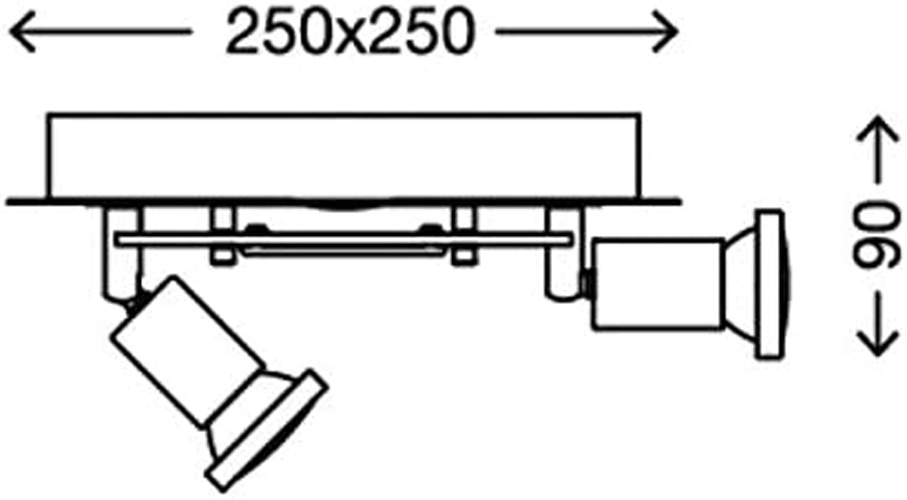 abmessungen-3582-042-briloner-riposo LED Deckenleuchte eckig mit Strahlern RIPOSO 4flg nickel matt Briloner 3582-042