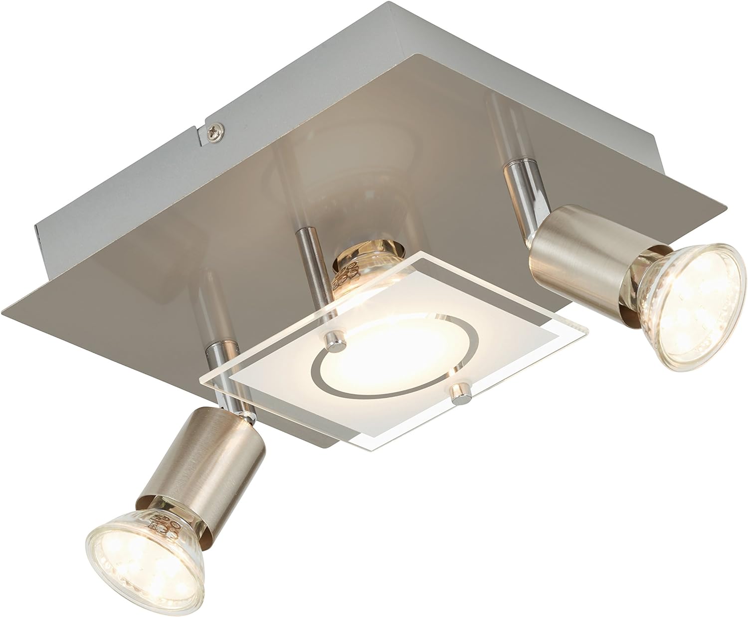 LED Deckenleuchte eckig mit Strahlern START 3flg nickel matt – Stilvolle Beleuchtung für dein Zuhause LED Deckenleuchte eckig mit Strahlern START 3flg nickel matt – Stilvolle Beleuchtung für dein Zuhause