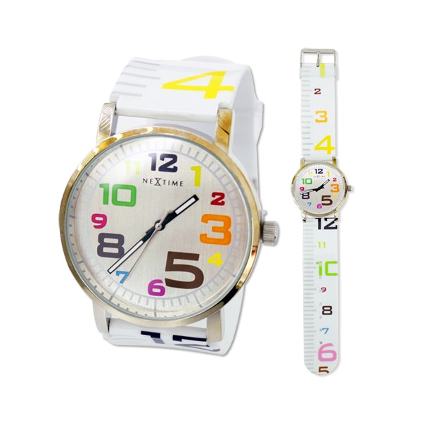 mercure-watch-armbanduhr-6001-46cm Armbanduhr sportlich modern weiß mit bunten Zahlen