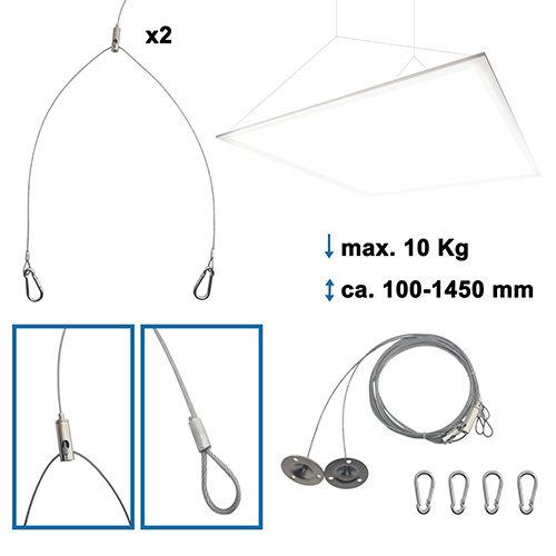 seilabhaengung-deckenabhaenung-led-panel-karabiner-hacken-seilaufhaenung-guenstig-saasil-de Seilabhängung Leon Deckenabhängung LED Panel 1,5m Karabinerhaken ? Seilaufhängung für LED Panel Deckenbefestigung Seil Befestigungsset Aufhängung Pendel Panel