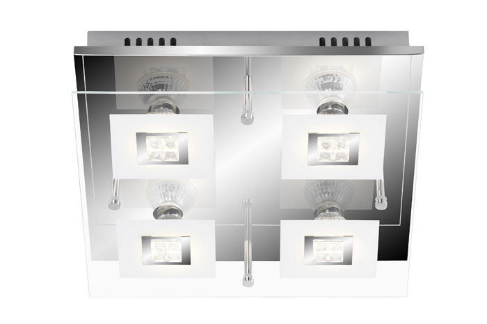 3195-048-Eckige-LED-Deckenlampe-Chrom-mit-Glas-Glitzer-inkl-GU10-LED Eckige LED Deckenlampe Chrom mit Glas Glitzer inkl GU10 LED – Stilvolle Beleuchtung für dein Zuhause
