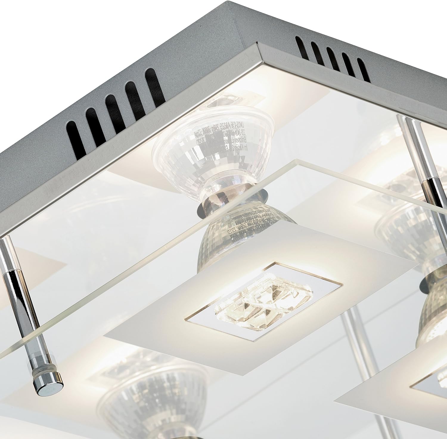 Eckige LED Deckenlampe Chrom mit Glas Glitzer inkl GU10 LED – Stilvolle Beleuchtung für dein Zuhause Eckige LED Deckenlampe Chrom mit Glas Glitzer inkl GU10 LED – Stilvolle Beleuchtung für dein Zuhause