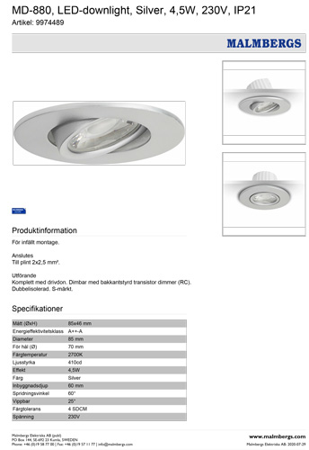 4-einbau-spot-strahler-deckenspot-led-silber-dimmbar-schwenkbar-85mm-230v-rund-einbauspots-sehr-flach-MD-880-malmbergs-9974489-saasil-de LED Einbauspot silber dimmbar schwenkbar 4,5W 85mm ? Einbaustrahler LED dimmbar drehbar rund ? Spot Decke LED einbauen LED Spots 230V zum dimmen hier günstig