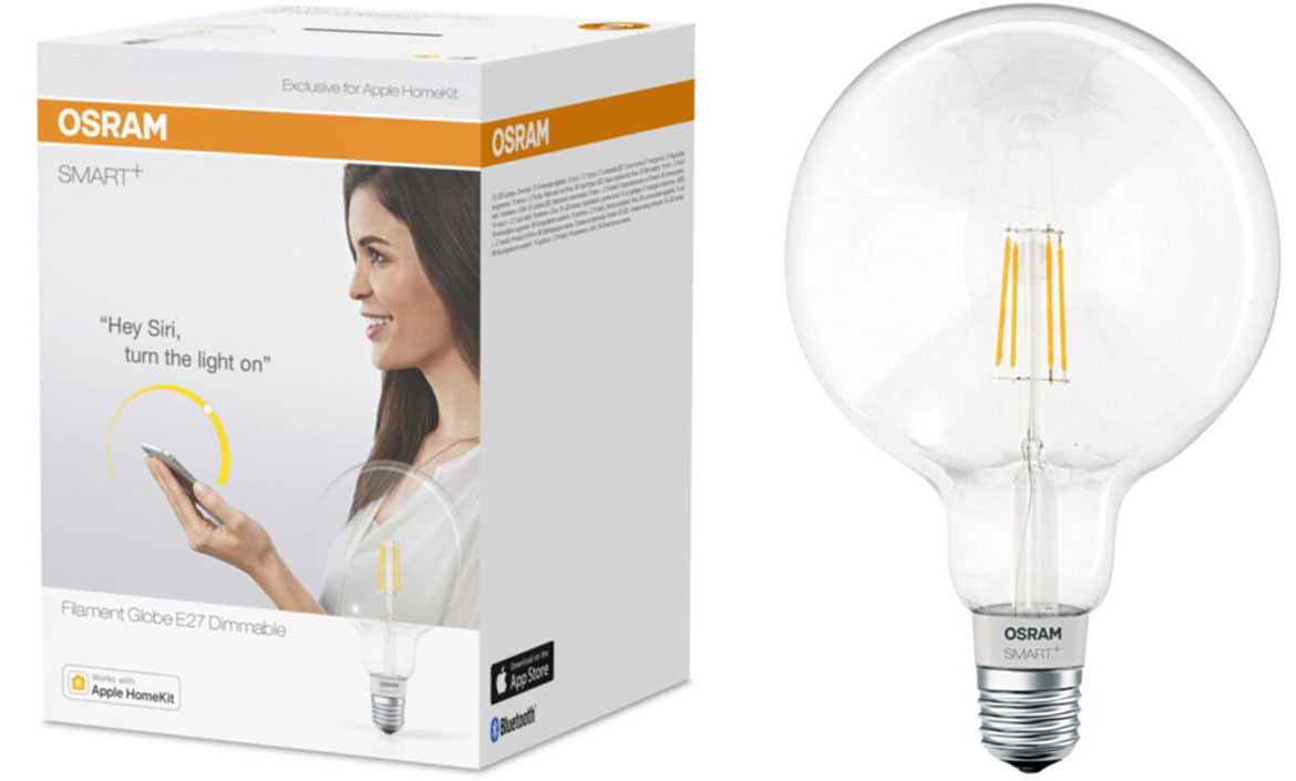1-OSRAM-SMART-LED-E27-5-5Watt-2700Kelvin-650Lumen Osram Smart+ Filament Globe E27 5.5W stufenlos dimmbar für Apple HomeKit ? Smart Home Set Birne Leuchtmittel dimmbar Bluetooth ?