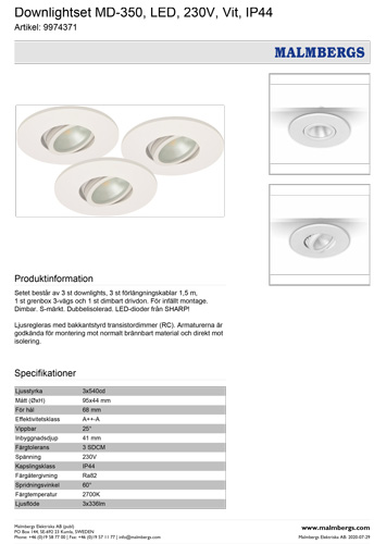 5-einbauspots-led-weiss-dimmbar-schwenkbar-68mm-230v-rund-MD-350-malmbergs-9974371-saasil-de Set LED Einbaustrahler dimmbar weiß schwenkbar 18W Spots IP44 ? Einbaustrahler LED dimmbar rund Bad ? Spot Decke LED Spots 230V zum dimmen hier günstig!