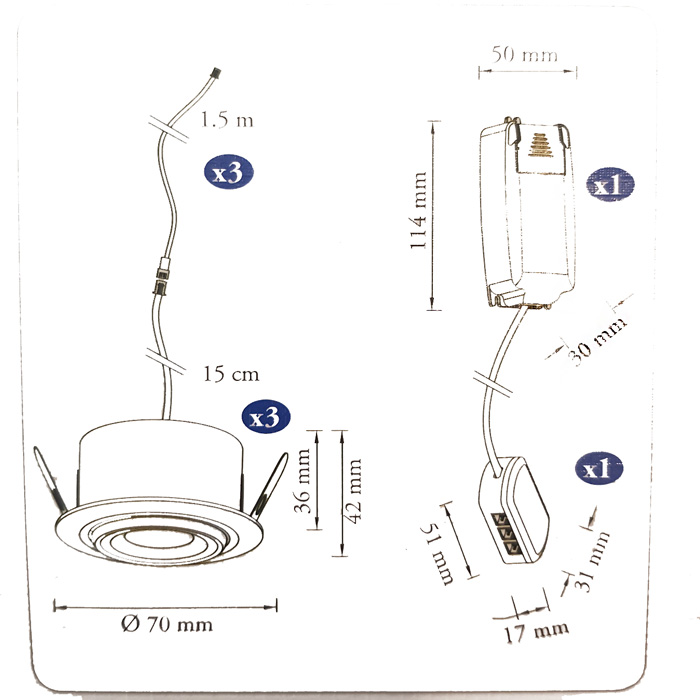 1-md13-led-kit-malmbergs-1-einbaustrahler-led-silber-matt-60mm-ipp44-einbauspots-bad-malmbergs-9974366-saasil-de 3er Set LED Einbaustrahler dimmbar schwenkbar weiß IP44 MD-13 Kit LED Malmbergs