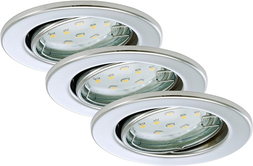 2-gu10-einbau-spots-chrom-schwenkbar-inkl-3w-led-einbaustrahler-einbauleuchte-austauschbar-ohne-trafo-briloner-7225-038-saasil-de 3er Set Einbau Spots Chrom rund schwenkbar GU10 inkl. 3W LED ? Einbaustrahler LED silber glänzend rund ? Spot Decke LED Spots 230V Birne austauschbar günstig