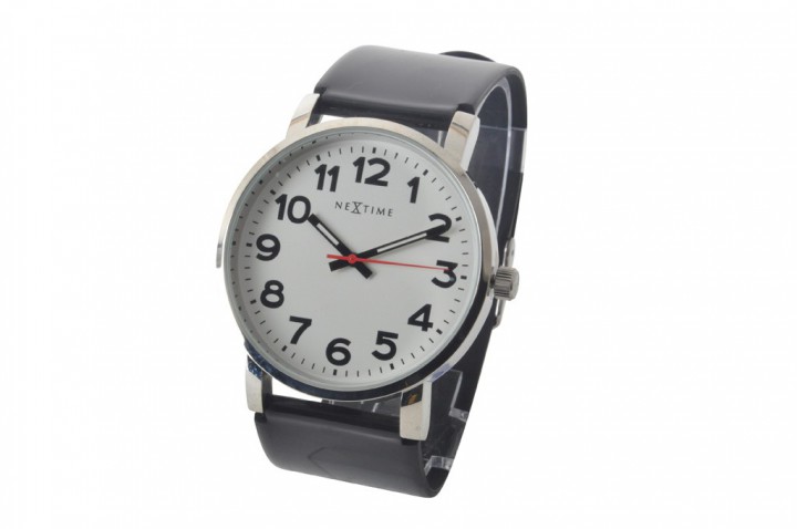 station-watch-armbanduhr-6006-46cm-4 moderne Armbanduhr schlickt schwarz weiß roter Sekundenzeiger