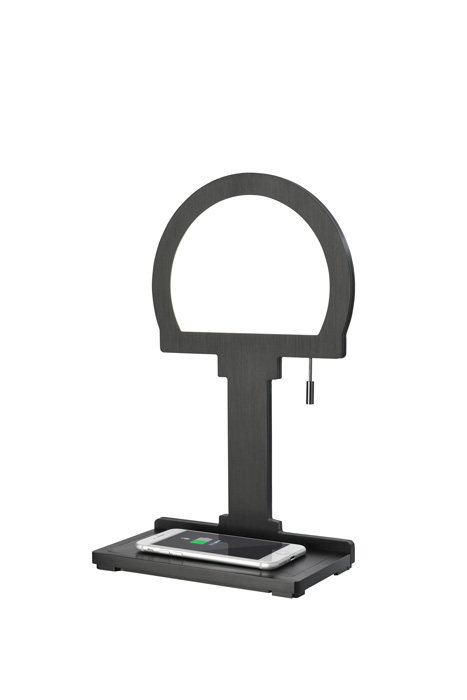 steve-phone-rund-schwarz-alu-tischlampe-handy-ladestation-sompex-88438-Phone LED Tischlampe mit Handy-Ladefunktion Steve Phone schwarz rund 88438 Sompex