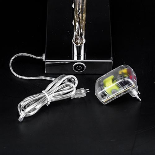 Tischleuchte-LED-Silber-Glas-Chrom-modern-Schlicht-Wonhzimmer-Tisch-Kommode-9 LED Deko Tischleuchte 10W Claudi Glas Lichtsäule von Sompex
