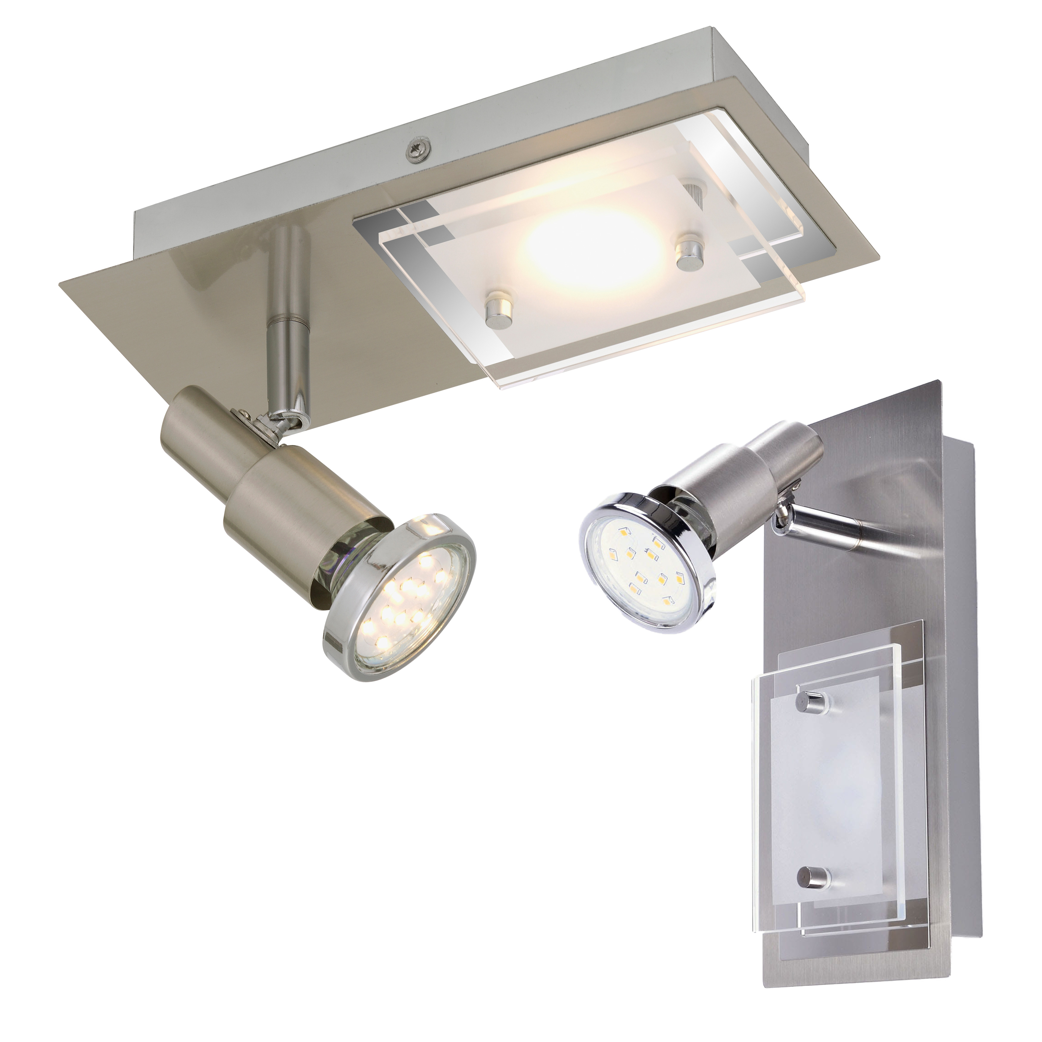 LED Wand- und Deckenleuchte 2flg COMBINATA Metall-Glas matt-nickel – Stilvolle Beleuchtung für dein Zuhause LED Wand- und Deckenleuchte 2flg COMBINATA Metall-Glas matt-nickel – Stilvolle Beleuchtung für dein Zuhause
